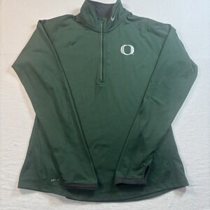 Nike Oregon Ducks Women's 1/4 Zip Up Dri-Fit Green Jacket Size Small Football